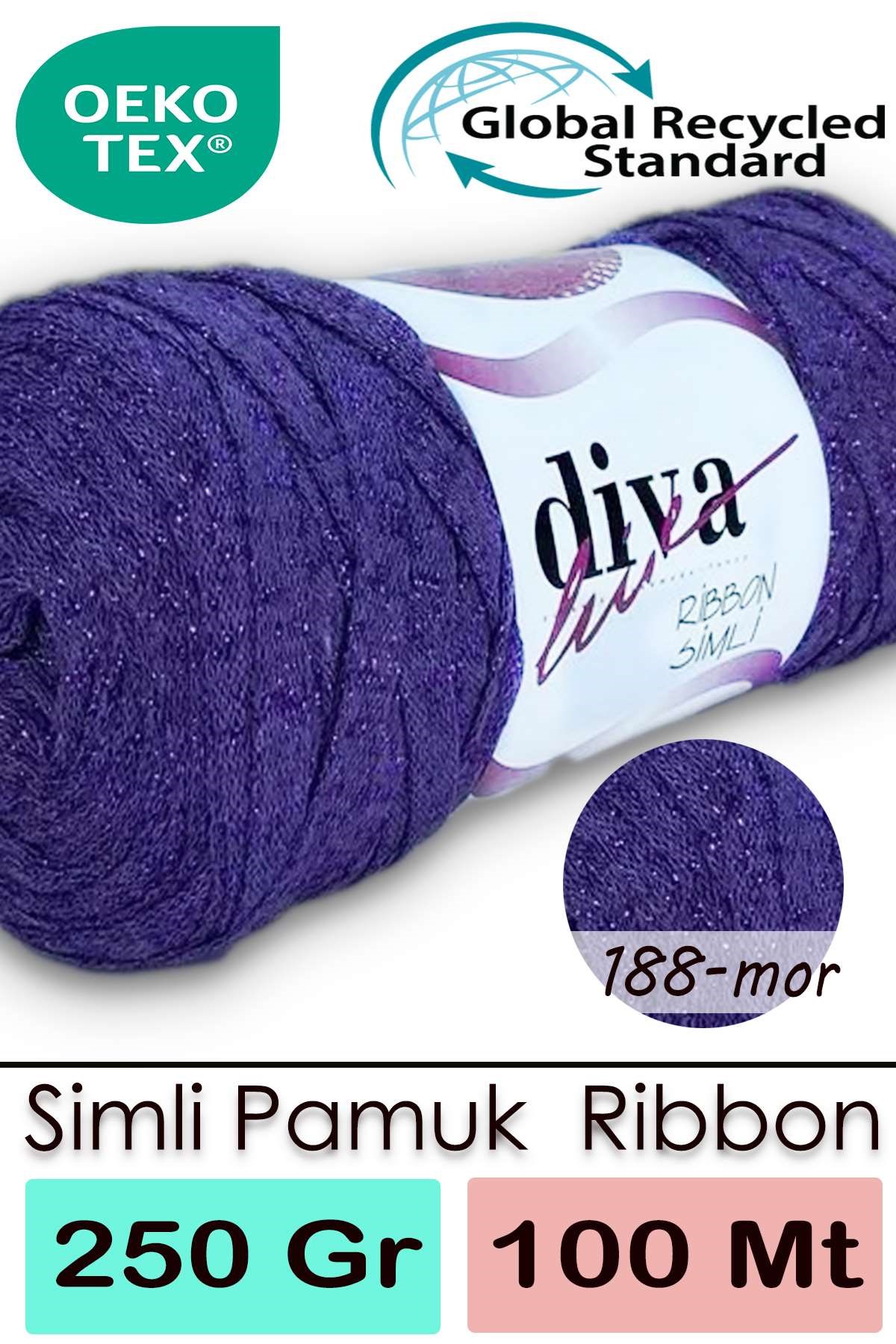 Diva Ribbon Simli 188MOR - Görsel 1