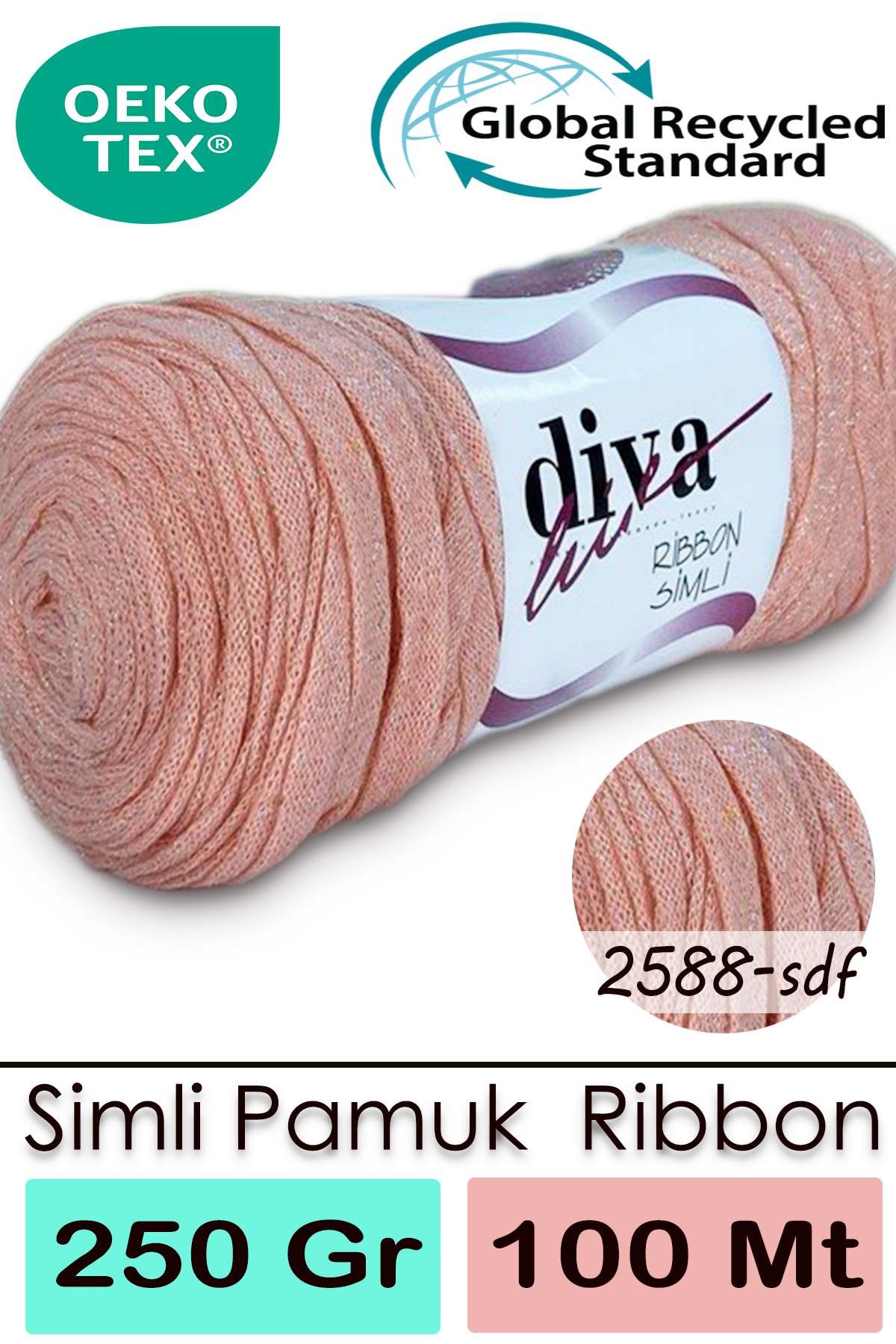 Diva Ribbon Simli 2588SDF Açık Pembe - Görsel 1