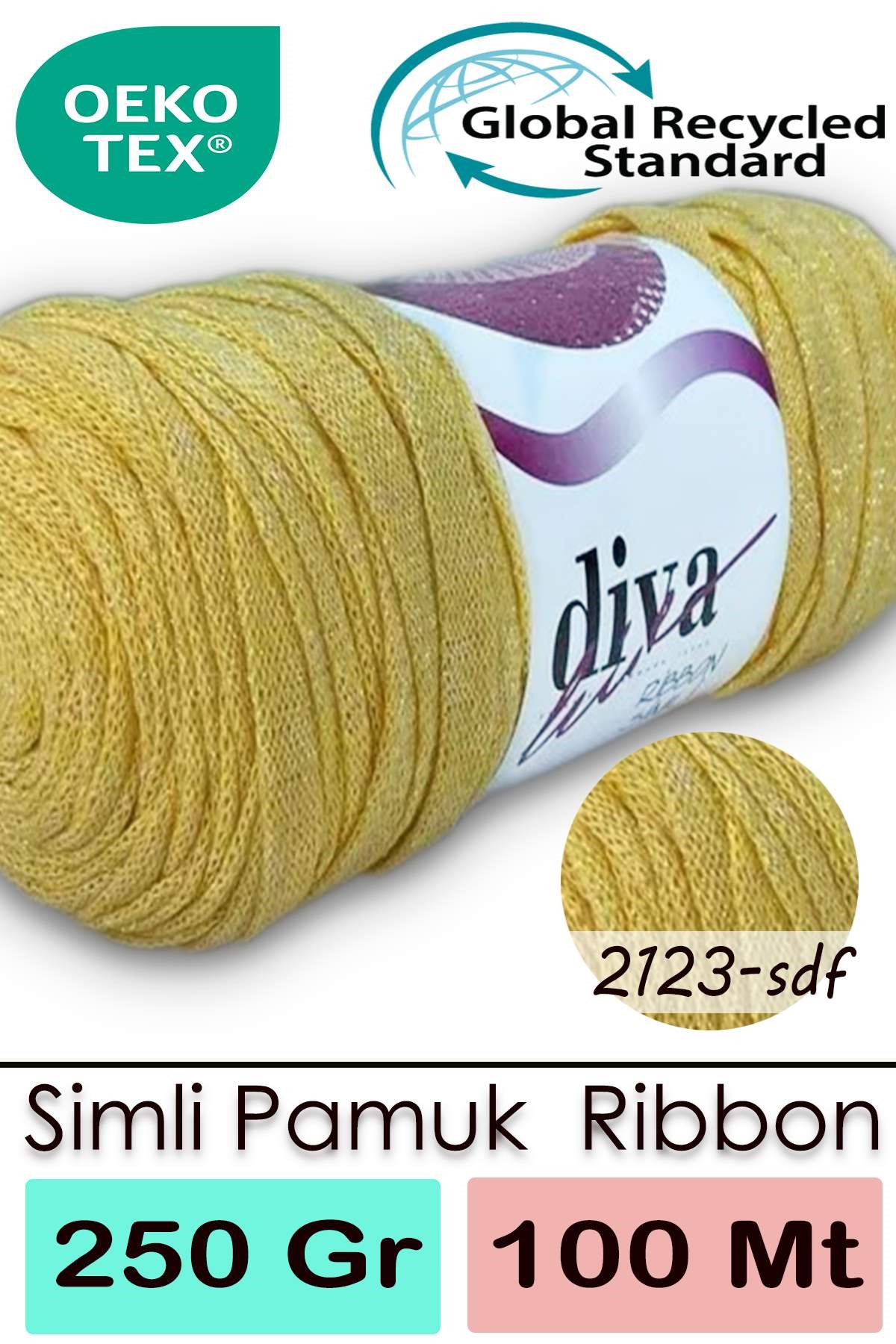 Diva Ribbon Simli 2123SDF Sarı - Görsel 1