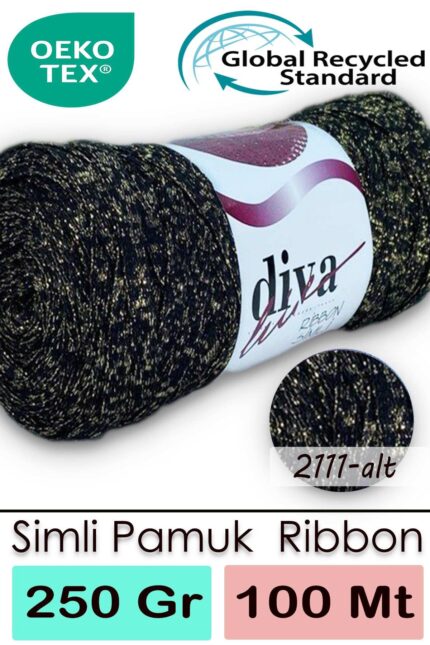 Diva Ribbon Simli 2111ALT Siyah-Altın