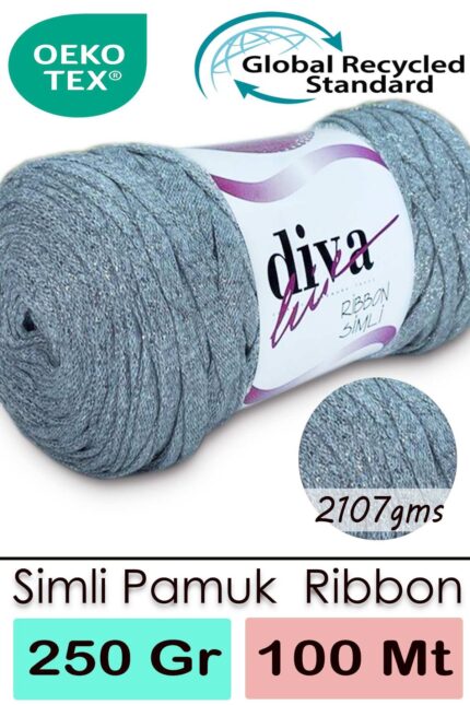 Diva Ribbon Simli 2107GMS Açık Gri