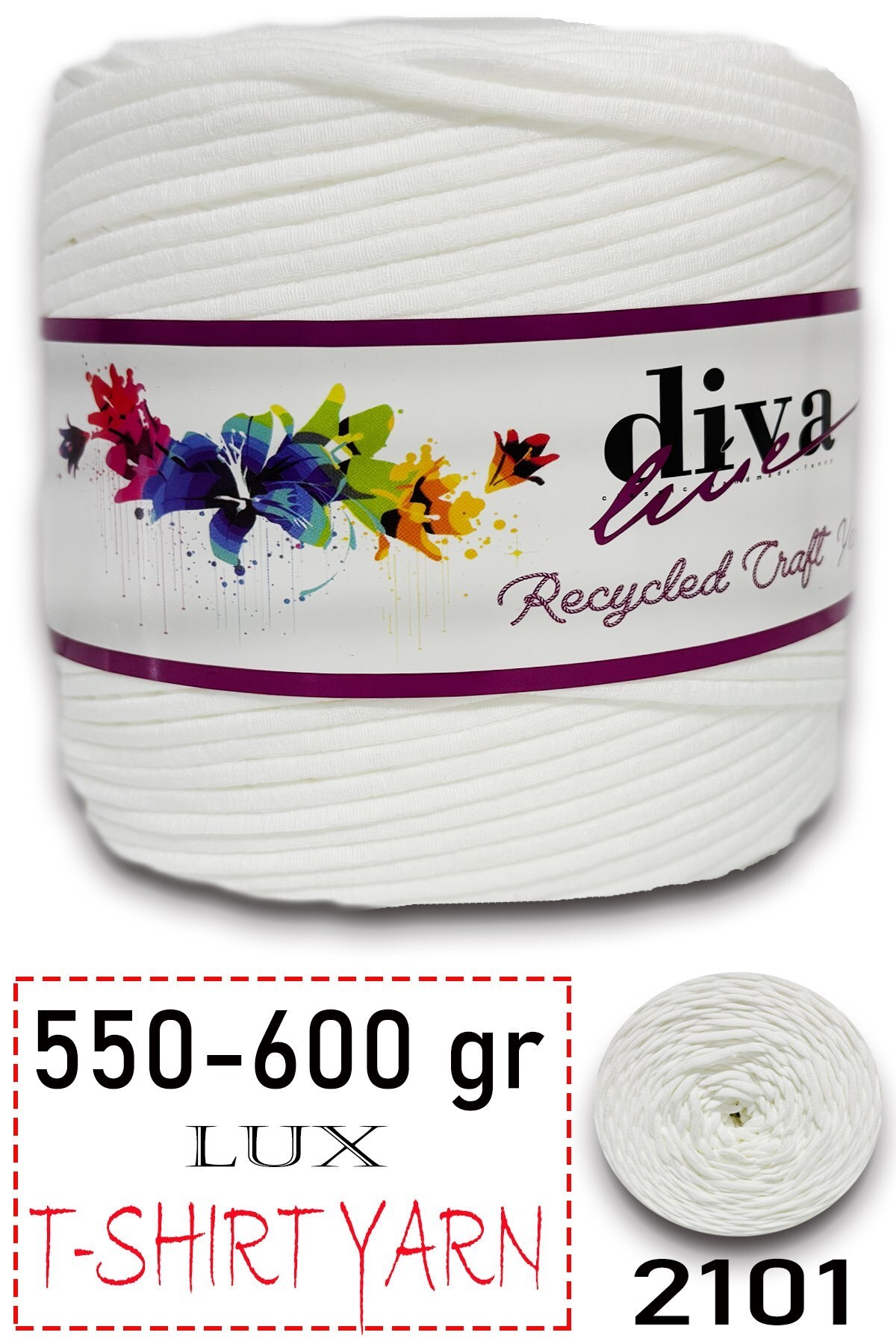 550-600 Gram Lüks Penye Kumaş İplik - T Shirt Yarn - Fabric 2101 Beyaz - Görsel 1