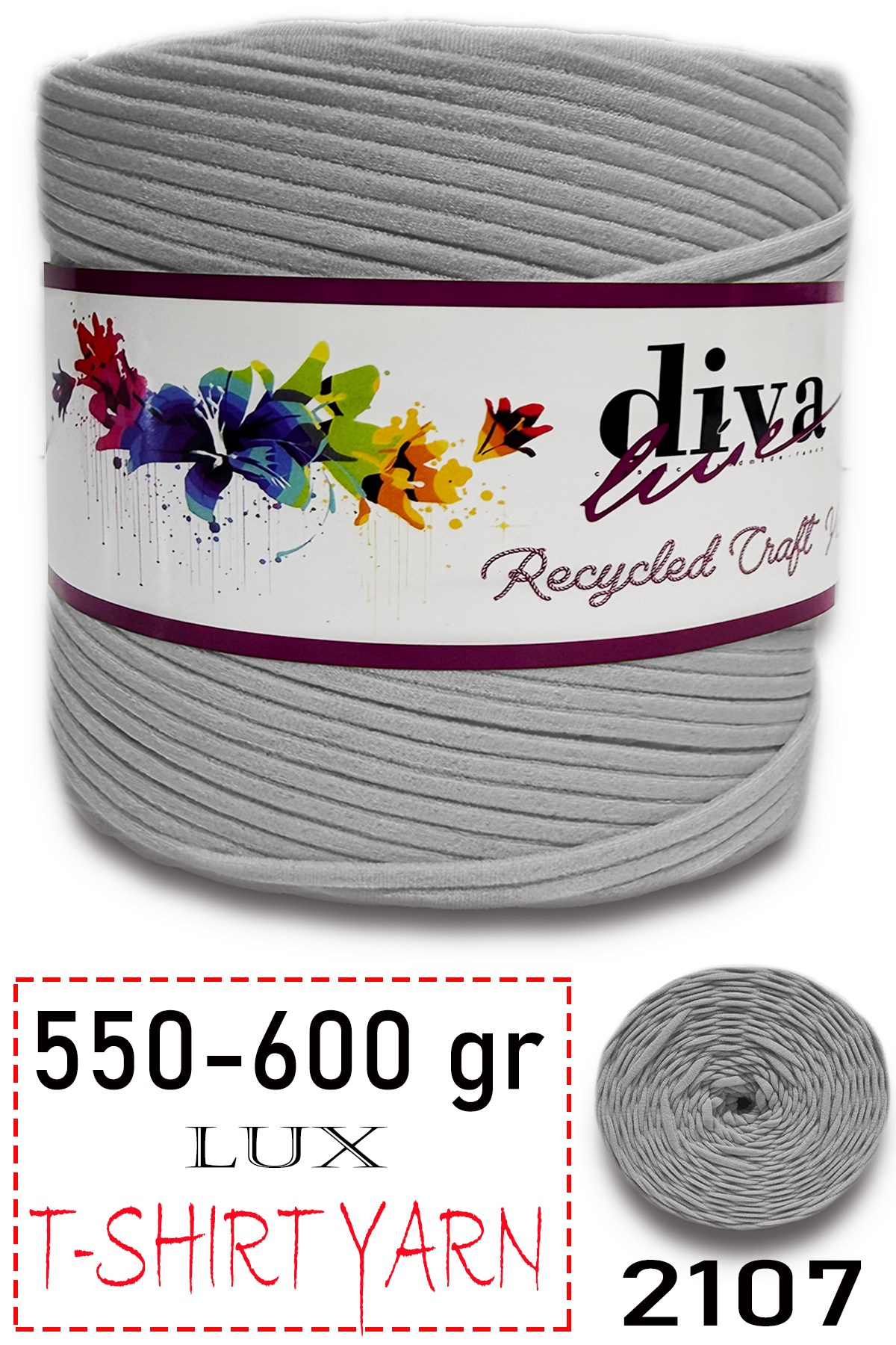 550-600 Gram Lüks Penye Kumaş İplik - T Shirt Yarn - Fabric 2107 Açık Gri - Görsel 1