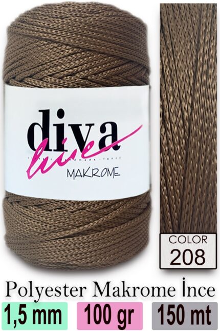 Diva Makrome İpi 208 Kahve