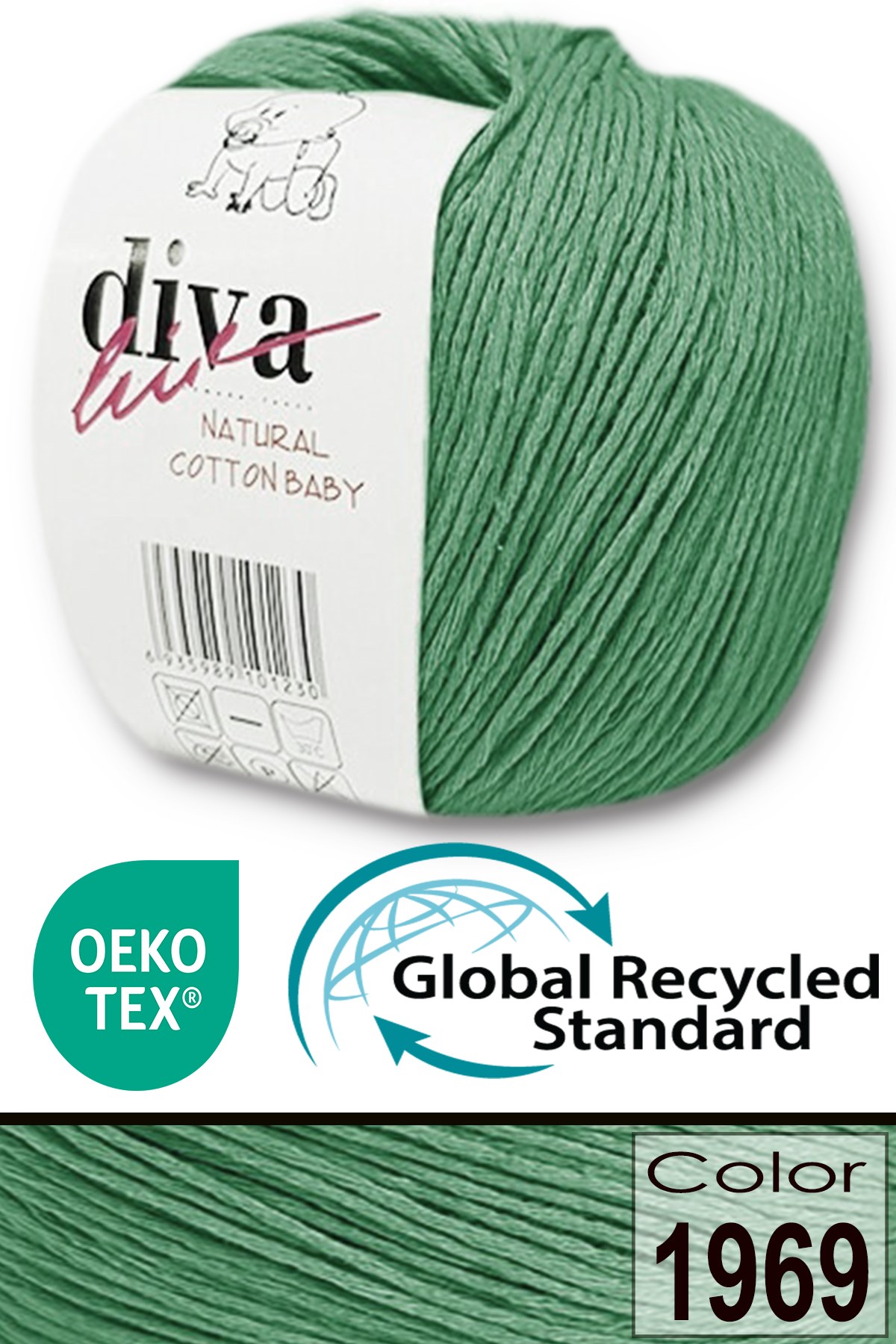 Diva Natural Cotton Baby 1969 Elma Yeşili - Görsel 1
