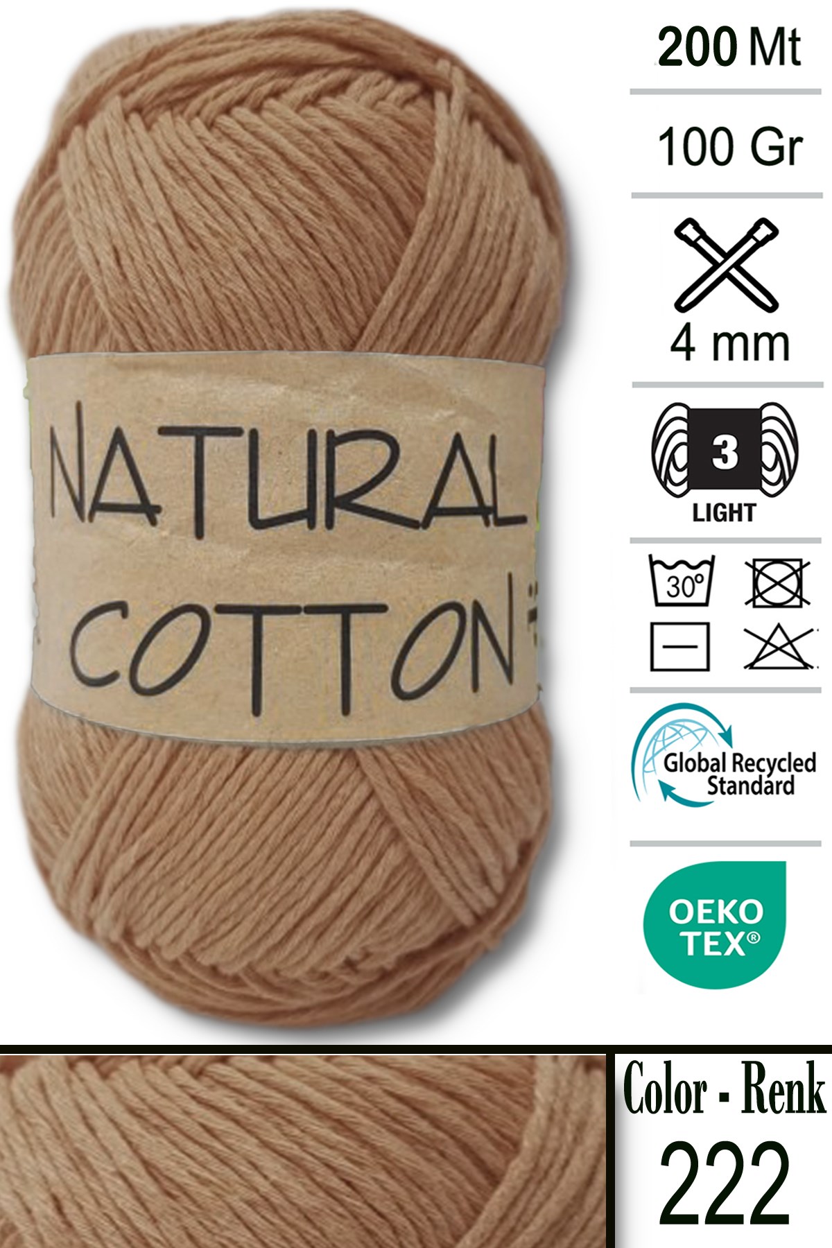 Diva Natural Cotton 222 Camel - Görsel 1